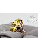 Vintage Anillo Peridoto amarillo Oro rosa antiguo original de 14k vrc082r